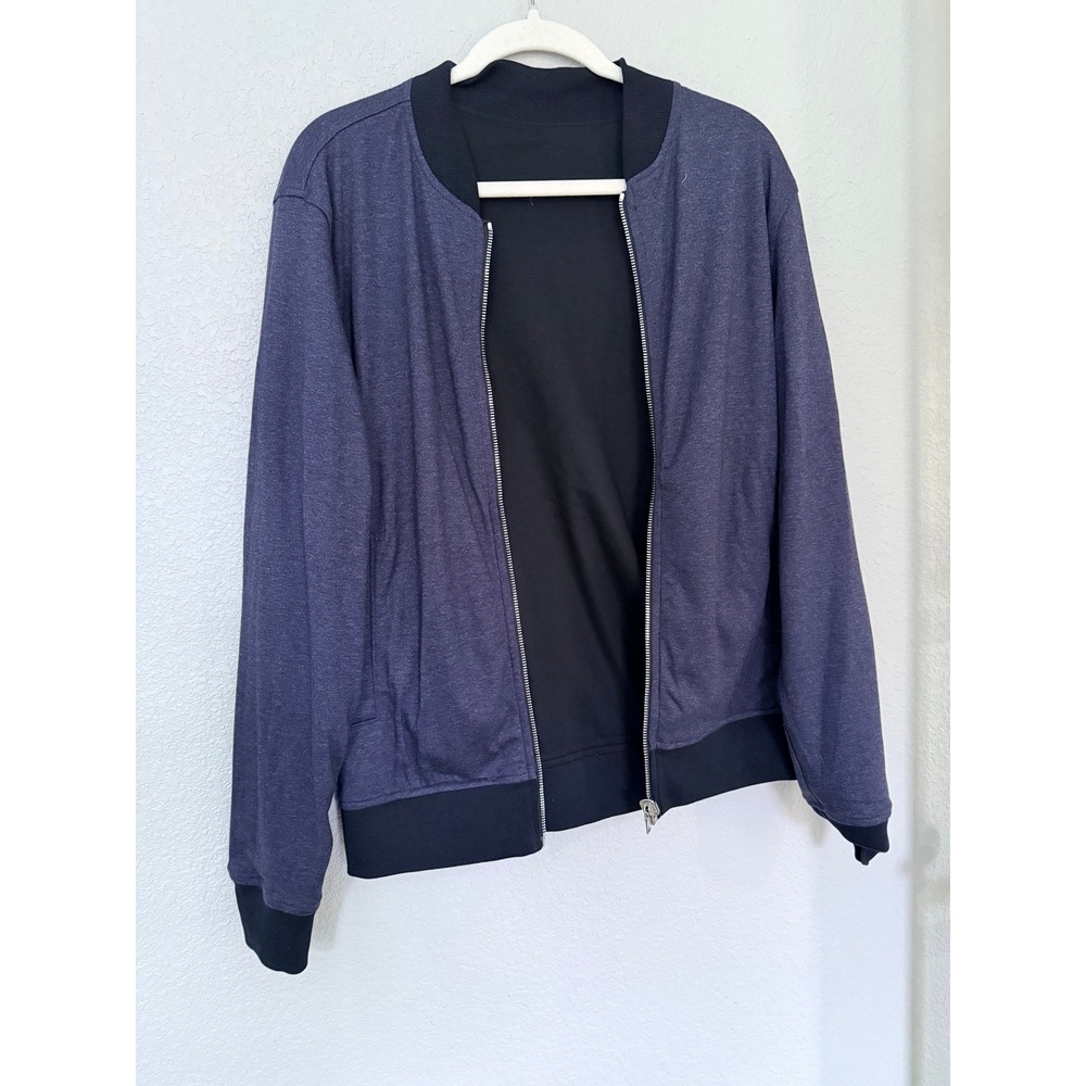 Banana Republic Small Men's Reversible Bomber Jacket Navy Blue Black Zip Front